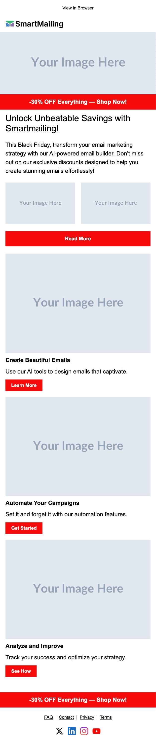 Black Friday Edition email template preview — mobile