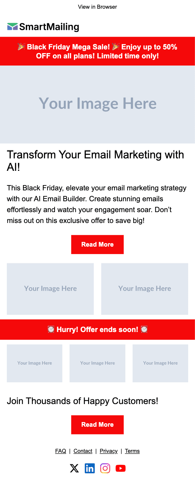 Black Friday Sale email template preview — mobile