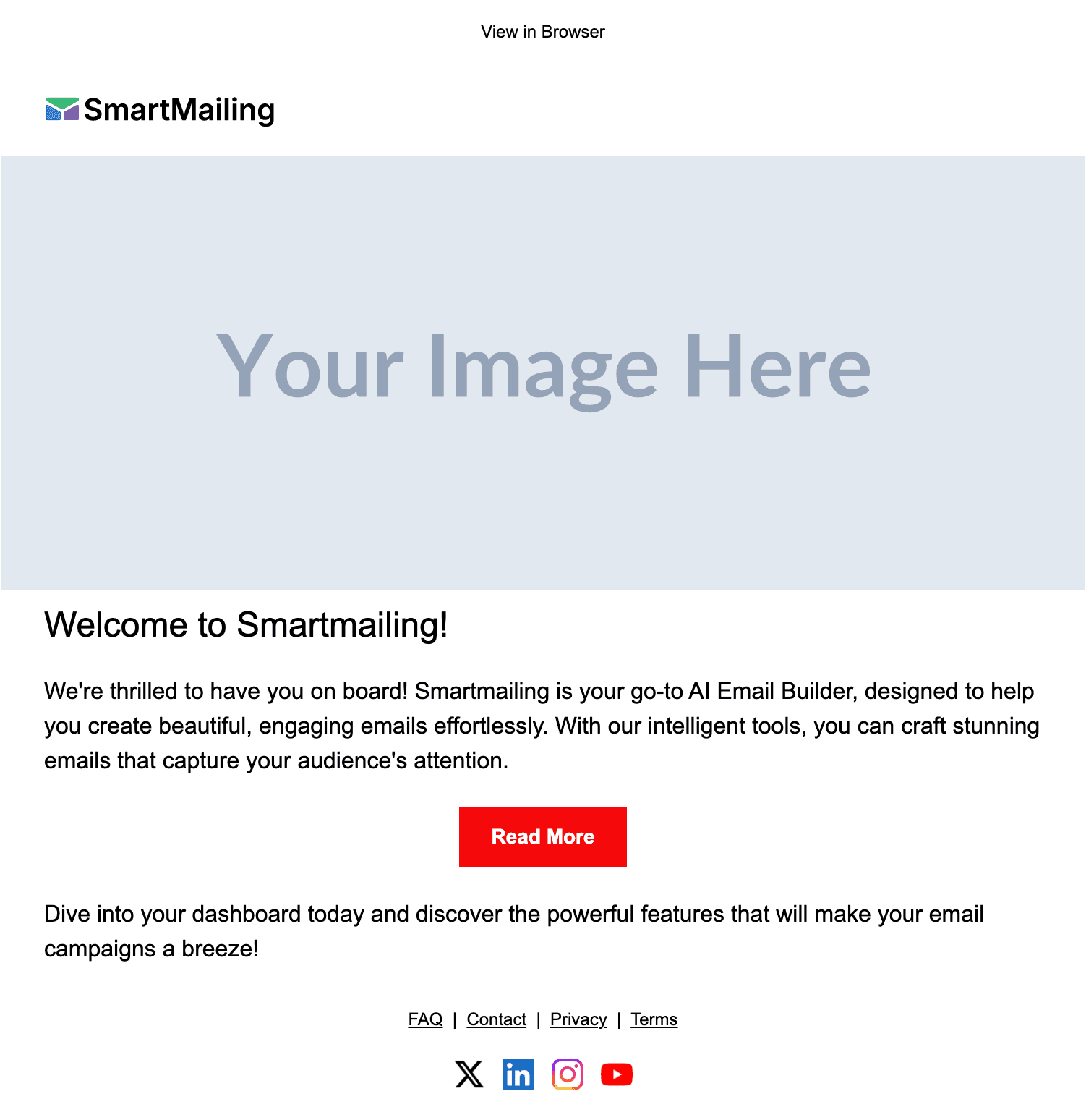 New User Welcome email template preview