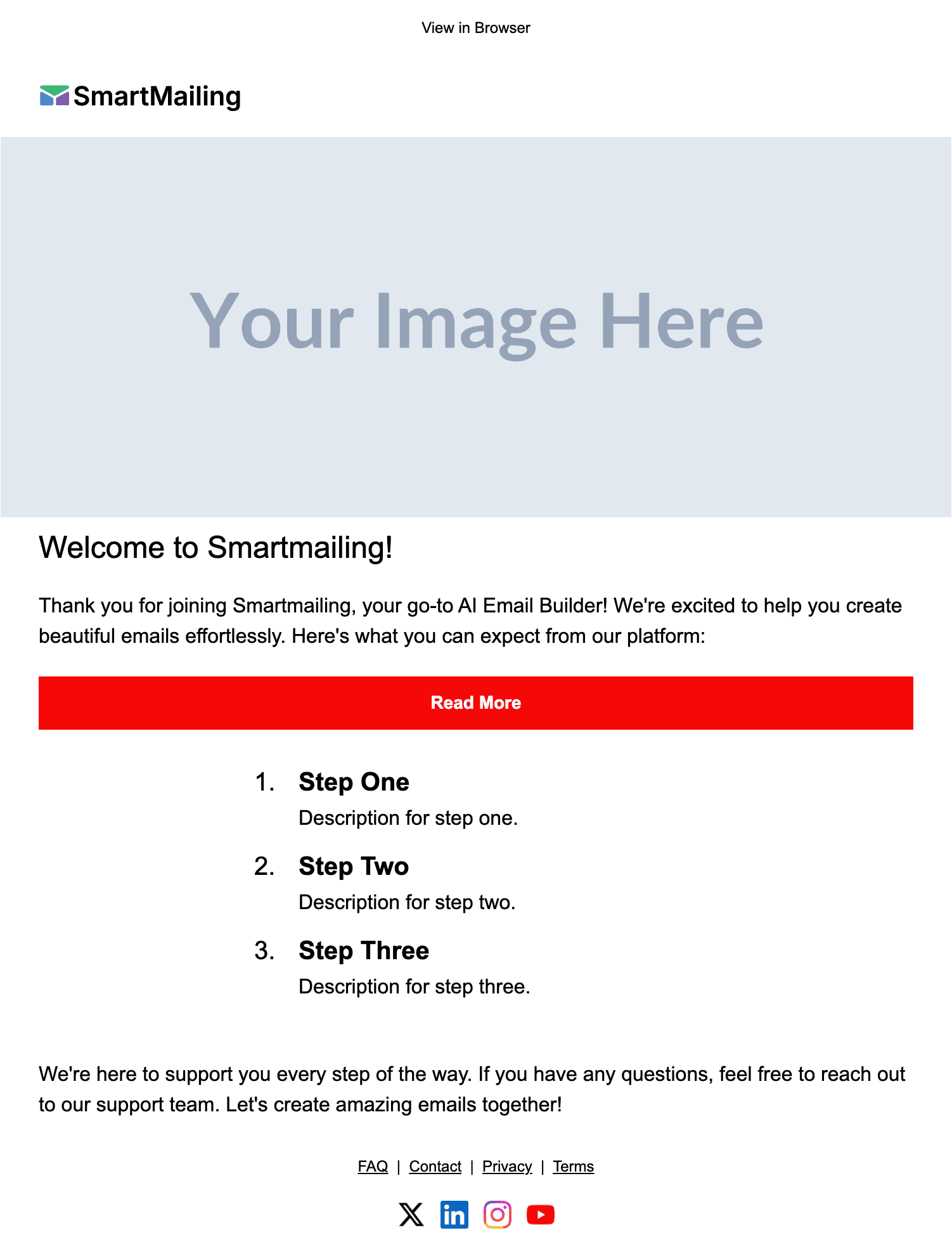 Onboarding Series #1 email template preview
