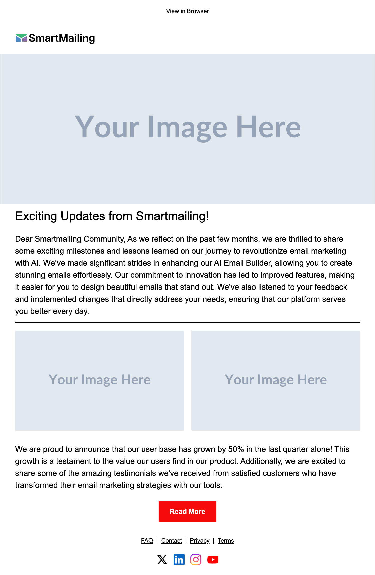 Startup Newsletter email template preview