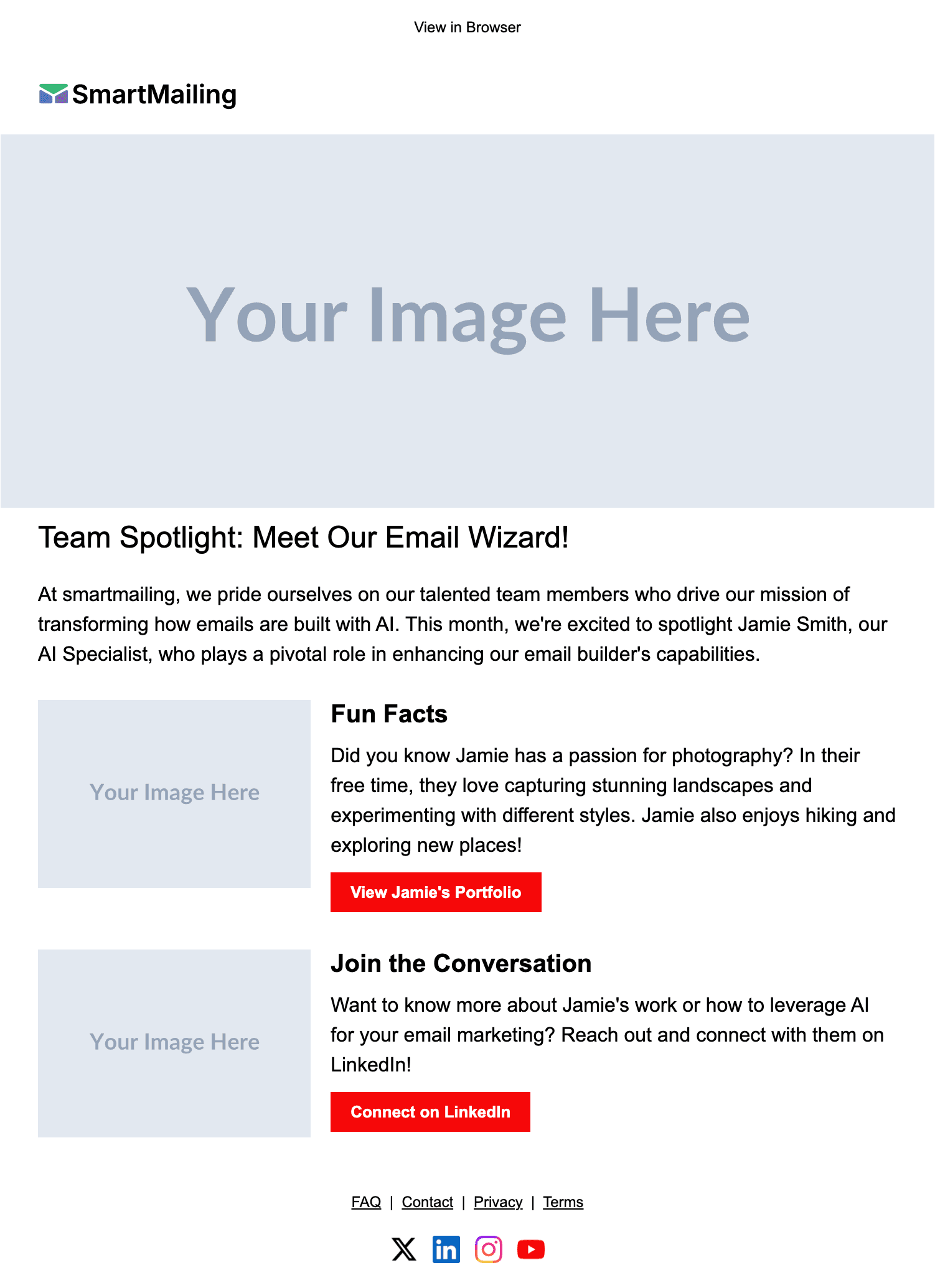 Team Spotlight email template preview