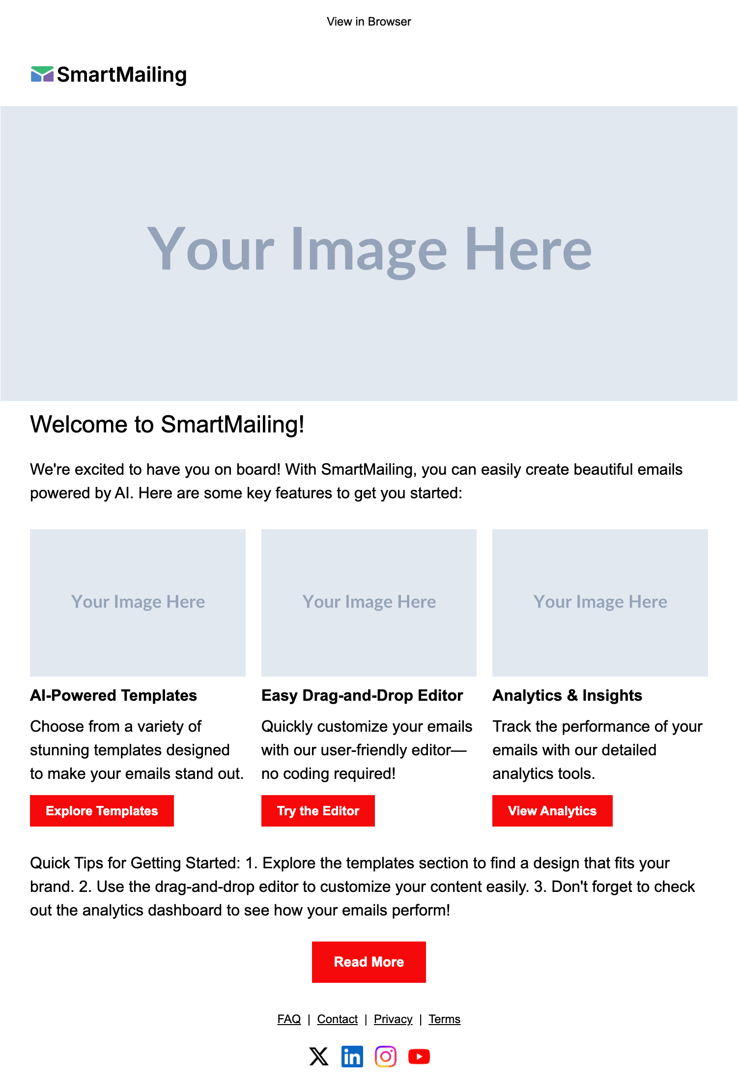 App Welcome email template preview
