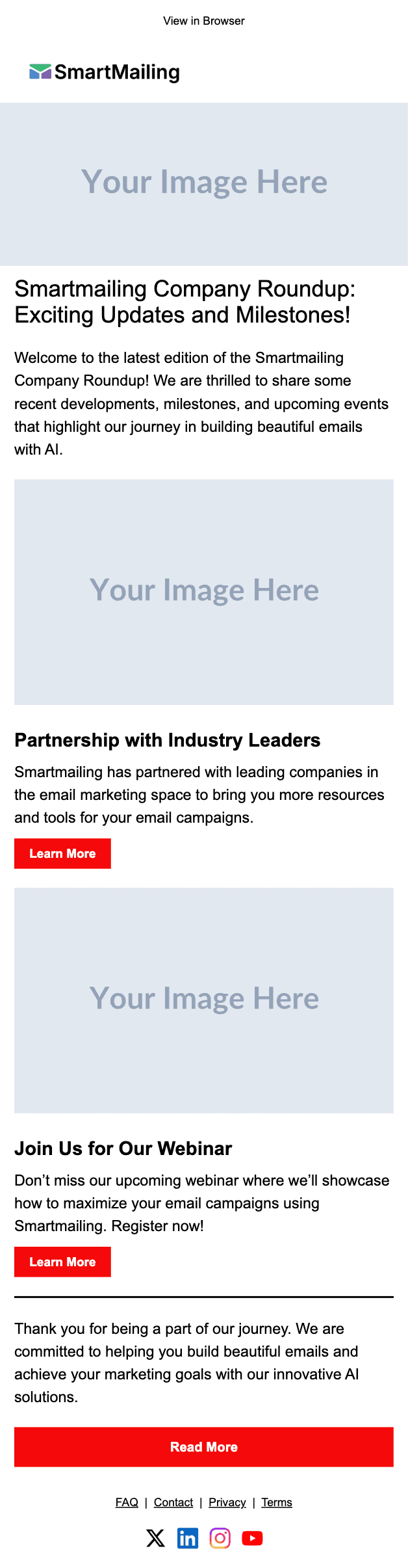 Company Roundup email template preview — mobile