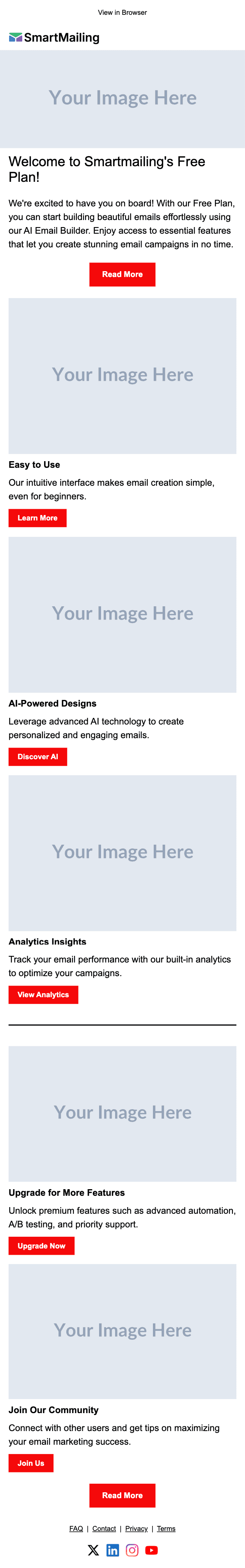 Free Plan Welcome email template preview — mobile