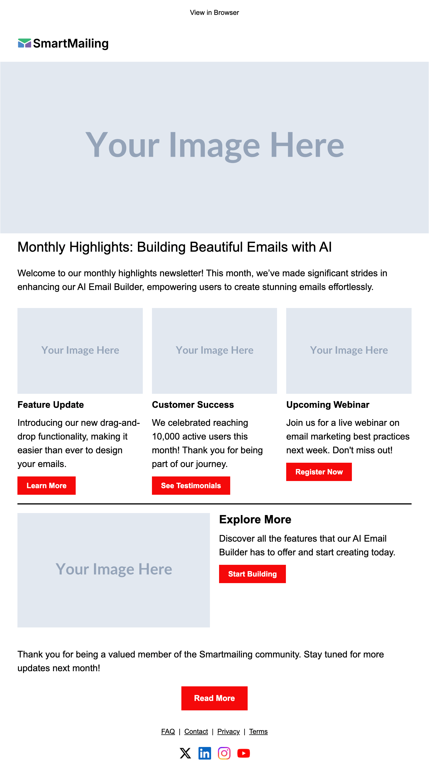 Monthly Highlights email template preview