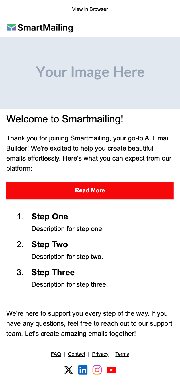 Onboarding Series #1 email template preview — mobile