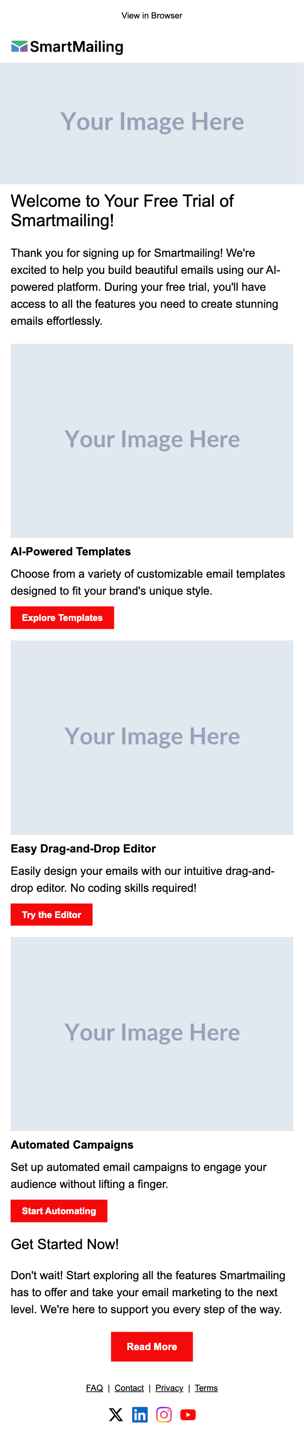 Trial Welcome email template preview — mobile