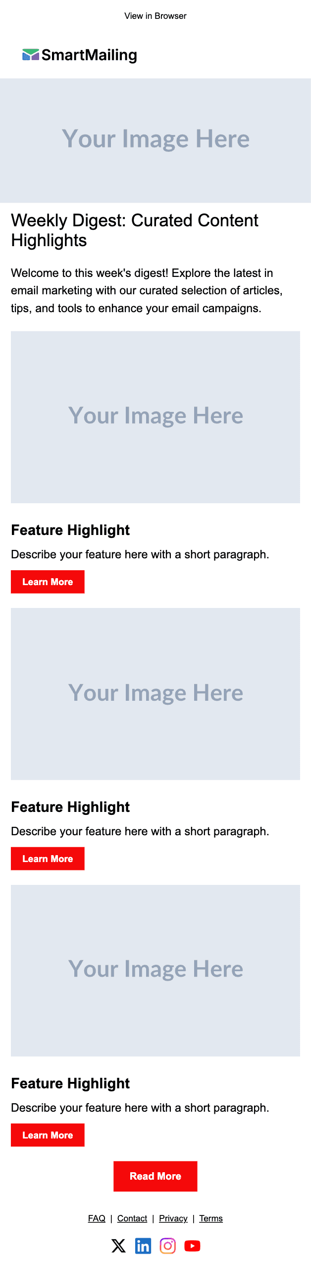 Weekly Digest email template preview — mobile